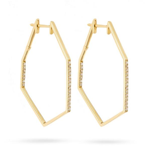 Hexagonal Hoop Earring Gold