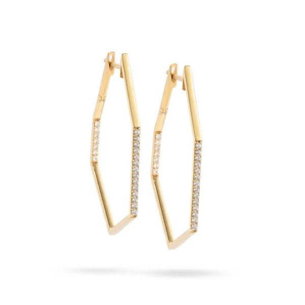 Hexagonal Hoop Earring Gold